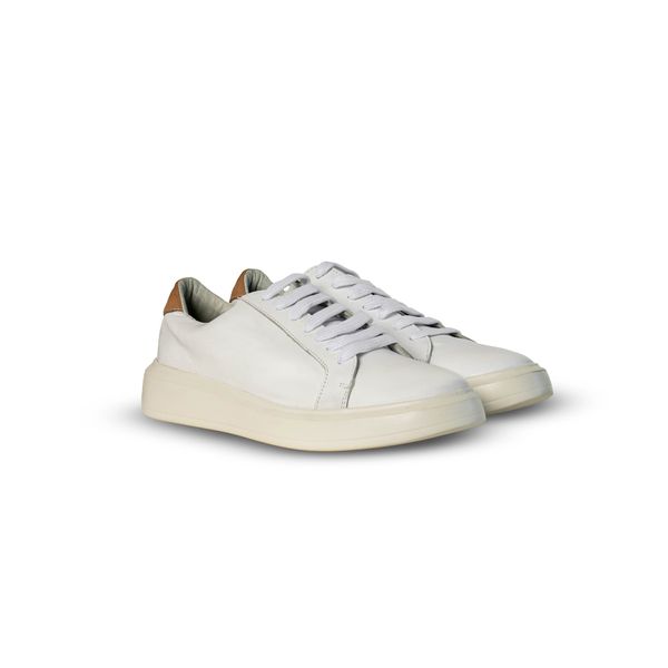 Sapatênis Masculino Sneaker em Couro Branco - Urbana Man | Sapatos Masculinos 