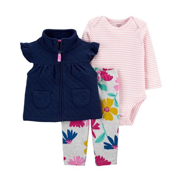 Trio Colete Marinho Legging Floral Carter's