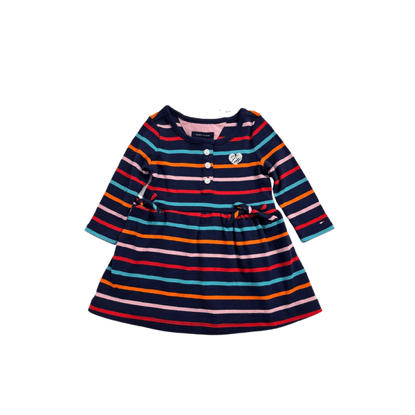 Vestido Tommy Hilfiger Manga Longa Listrado Colorido