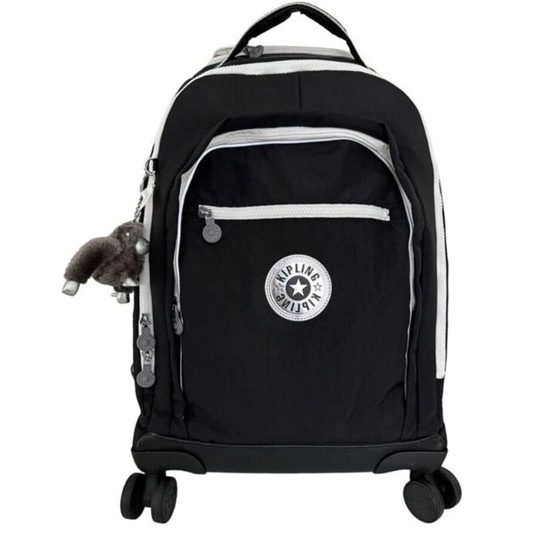 Mochila com Rodinhas Preto e Branco Kipling 