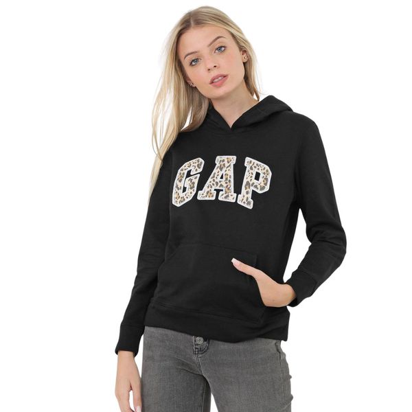 Moletom Gap Preto Logo Oncinha Feminino