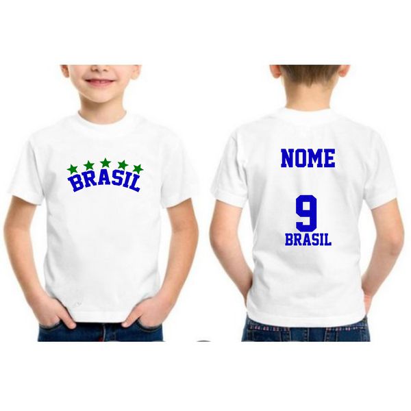 Camiseta brasil branca infantil personalizada