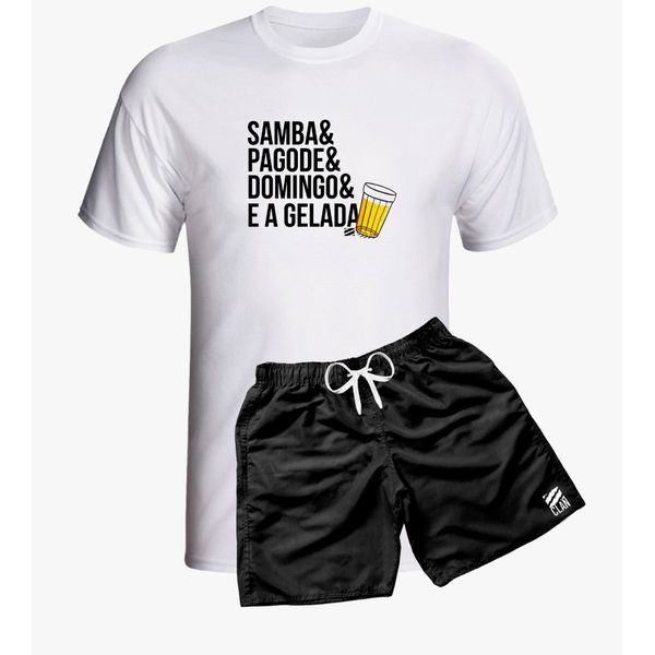 Kit Verão Camiseta + Bermuda Samba Pagode Domingo Gelada Use Clan