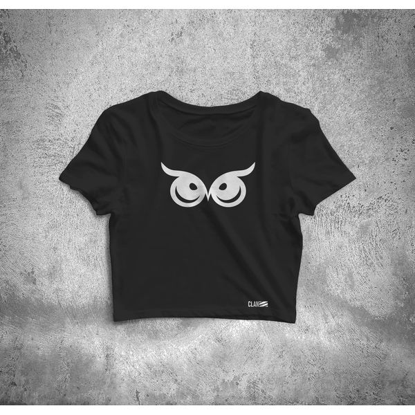 Cropped Camiseta Feminino Coruja Estampa Animal Exclusivo All Clan
