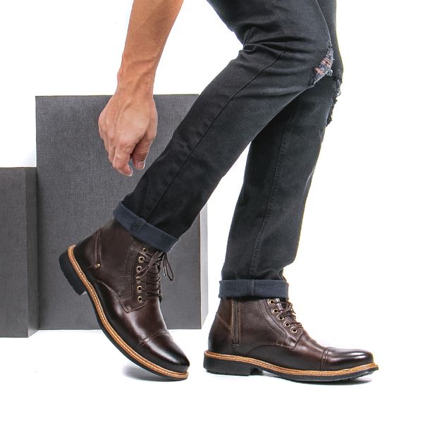 Bota Coturno Casual Masculino Faway Trons Caf Faway Handmade
