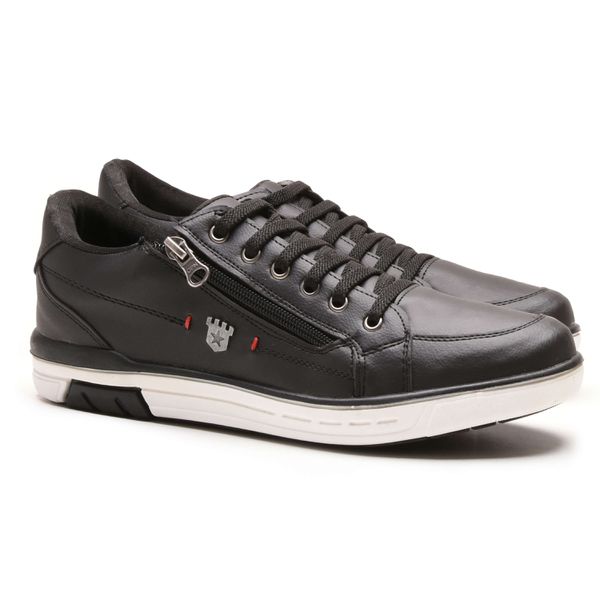 Sapatenis Masculino Franshoes Calce Facil Ziper Preto 189