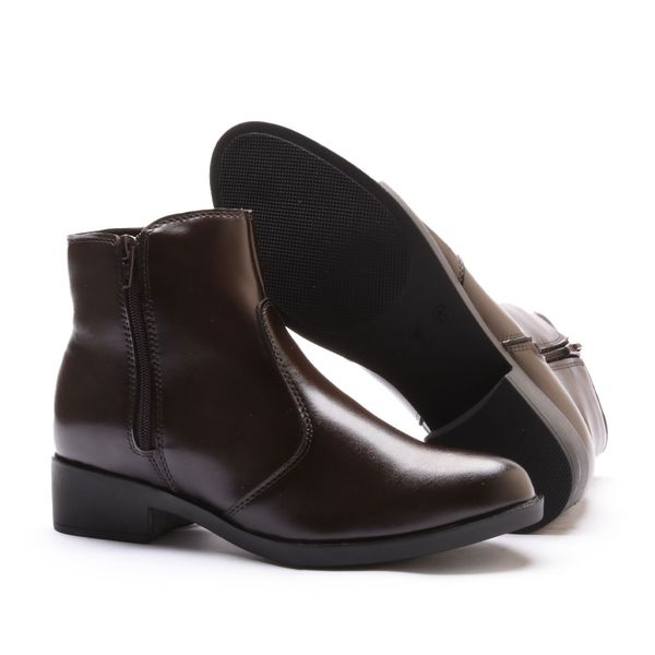 Bota Feminina Franshoes Melissa com Ziper Lateral Café | FRANSHOES