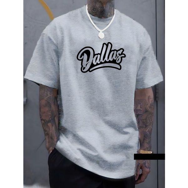 Camiseta Masculina Franshoes Casual 100% Algodão Dallas Dupla Cinza Manga Curta