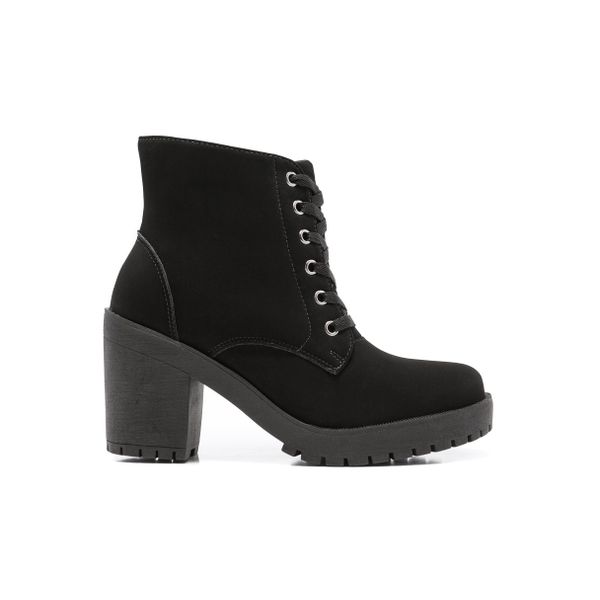 Coturno Feminino Nobuck Valentina em Atacador Preto FRANSHOES