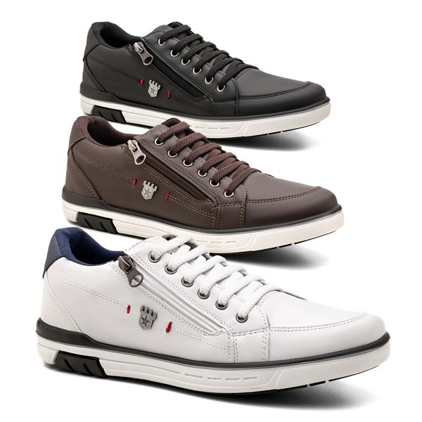 Kit Casual Três Pares de Sapatênis Calce Fácil Franshoes 189
