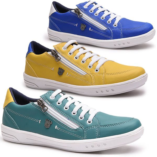 Kit Três Pares de Sapatênis Versão Copa - Franshoes Azul/Amarelo/Verde