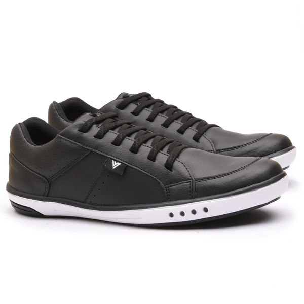 Sapatenis Casual Masculino Calce Facil Franshoes Com Perfuros Preto