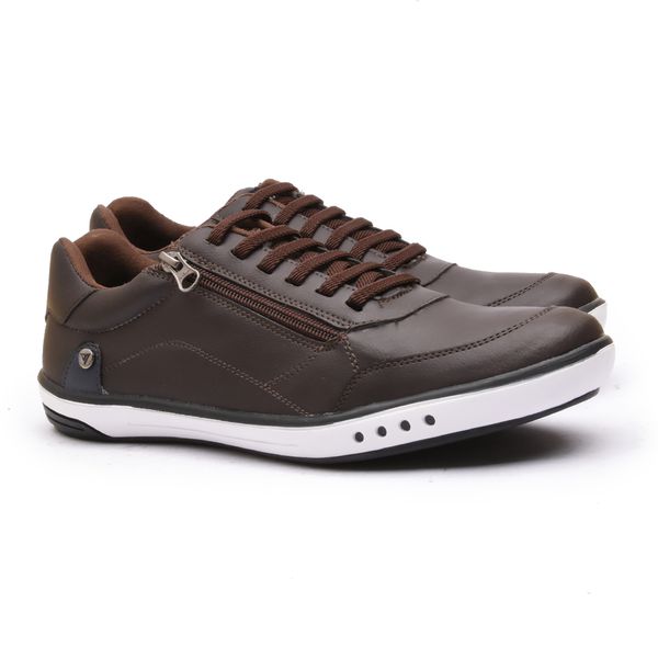 Sapatenis Casual Masculino Calce Facil Franshoes Com Ziper Cafe