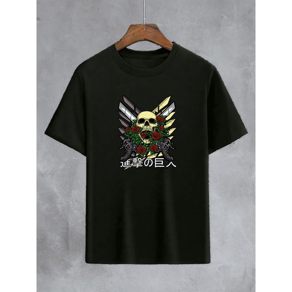 Camiseta Preta Anime Attack On Titan Divisão De Reconhecimento