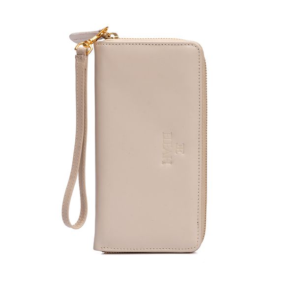 Carteira feminina em couro legitimo Eleah na cor marfim