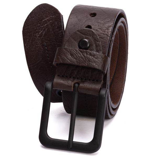 Cinto casual largura 40 mm em couro legitimo na cor café com fivela preta 