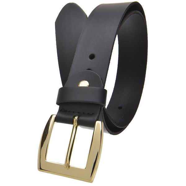 Cinto casual feminino em couro na cor preto com fivela dourada 