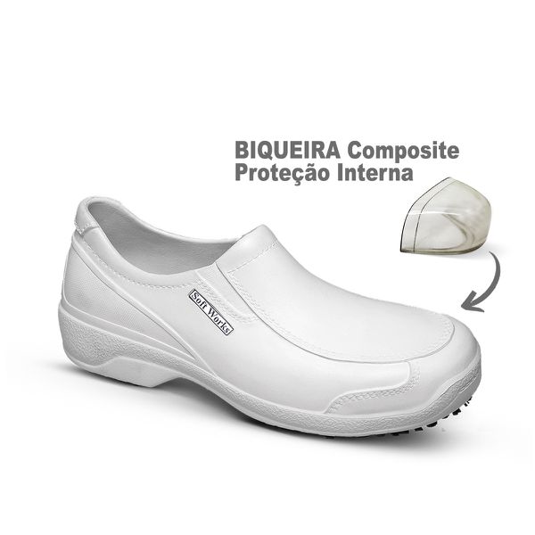 Sapato Social Antiderrapante com Bico de Composite Branco BB66 EPI Soft Works Sapato de Segurança