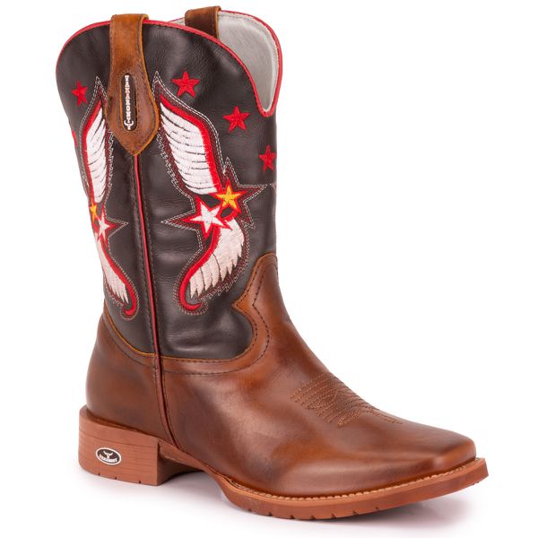 Bota Texana Masculina Bico Quadrado - Mostarda/café