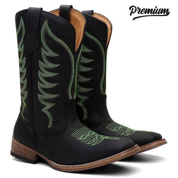 Bota Texana Masculina Black Green