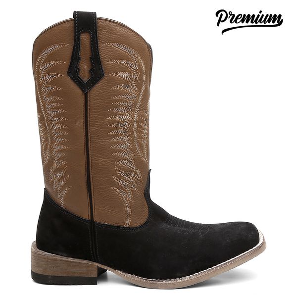 Bota Texana Masculina Nobuck Preto TURUNA BOOTS