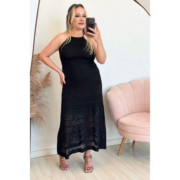 Vestido de tricô Lia -Preto