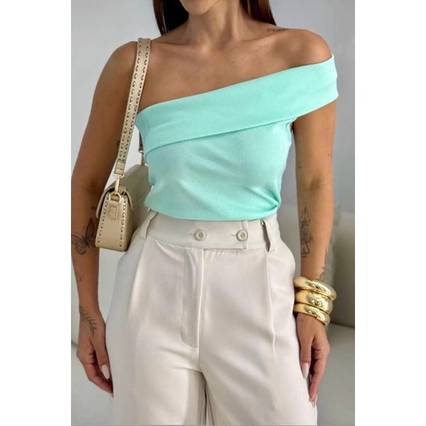 Blusa assimétrica Aline - verde água 