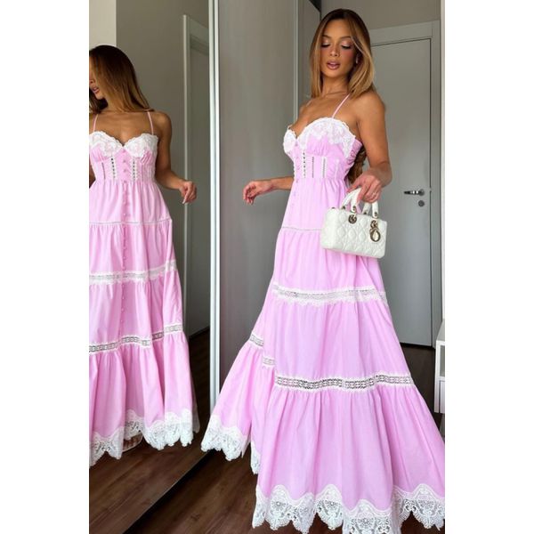 Vestido Roma Longo - Rosa bebê 