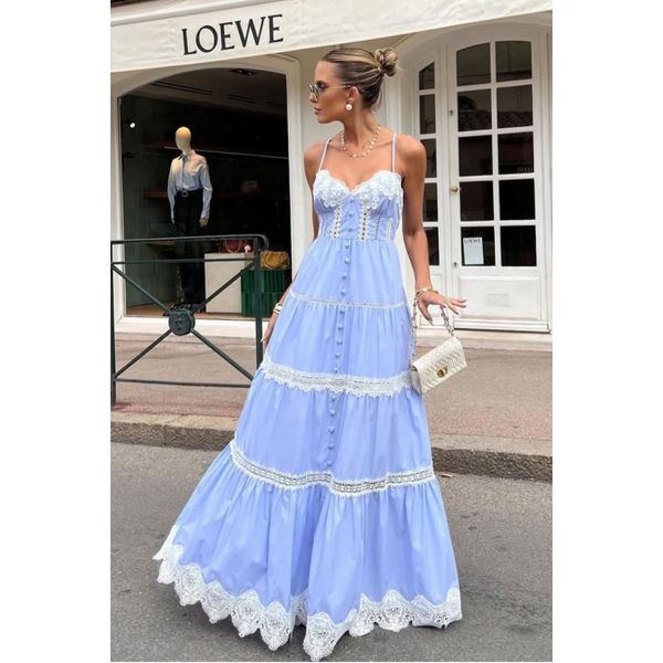 Vestido Roma longo - Azul bebê 