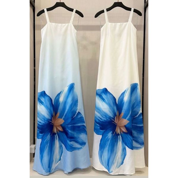 Vestido longo branco com flor 