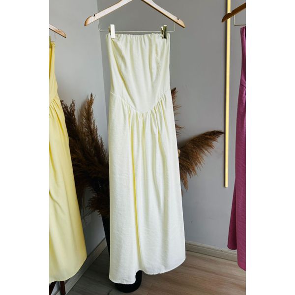 Vestido Tomara que caia - Amarelo pastel