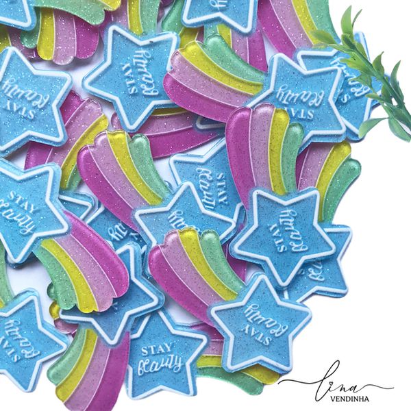Estrela Cadente Acrílico Glitter (2Uni.)