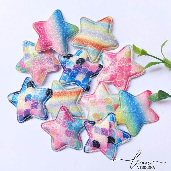 Estrela Glitter Colorida (4 unid)