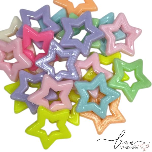 Contas Estrelas Vazadas (27mm) 