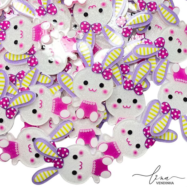 Coelho Acrílico Glitter Branco (2Uni.)