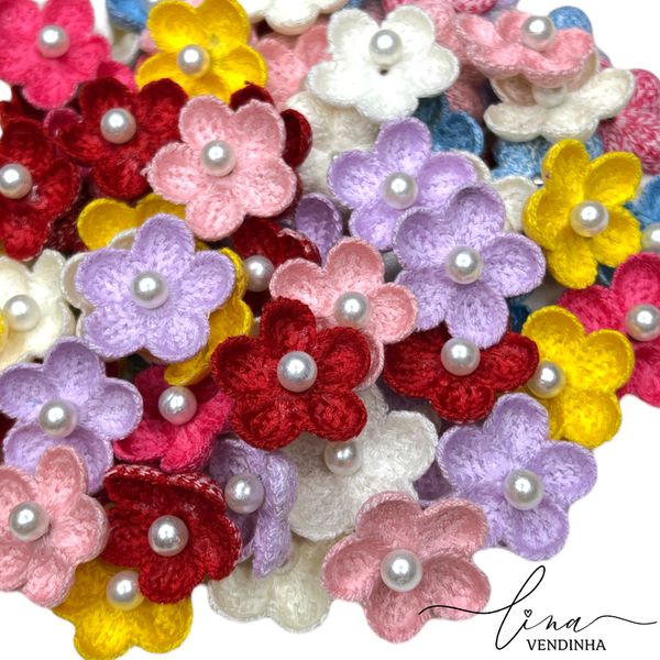  Florzinha Tricô com Peróla (4Uni.) 