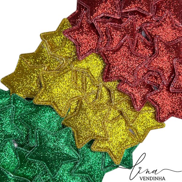 Estrela Tecido Glitter Festas (4Uni.)