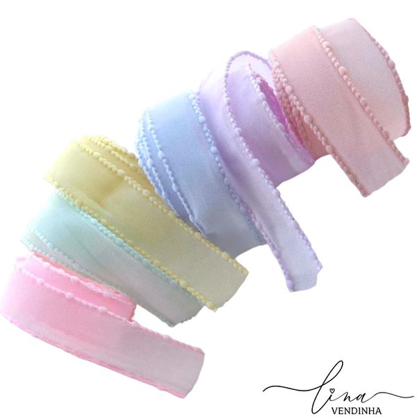 Fita Organza Pompom Importada (40mm) 