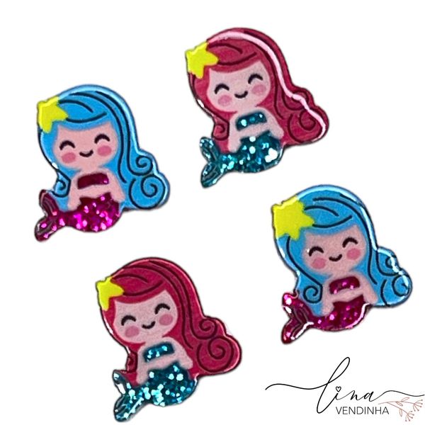 Mini Sereia Resina Glitter (4Uni.)