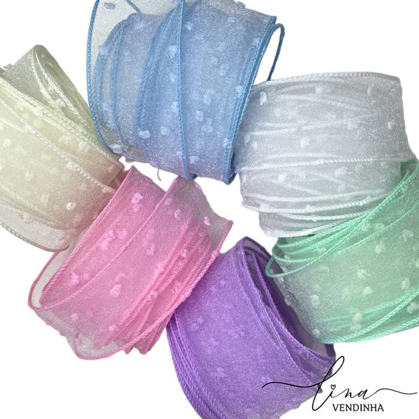 Fita Yama Organza Poá (38MM) 