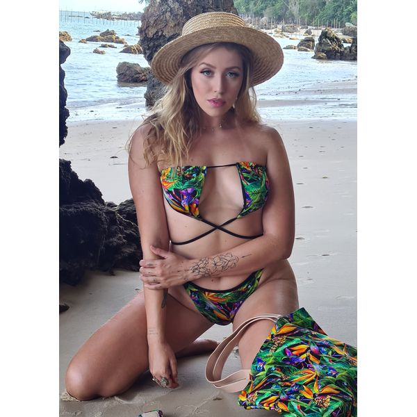 Biquíni Amazônia Cortininha Estampa de Folhas Verd... - Verace Comfort Wear