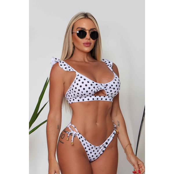 Biquíni Riviera Veneza Estampa Poá Preto e Branco ... - Verace Comfort Wear
