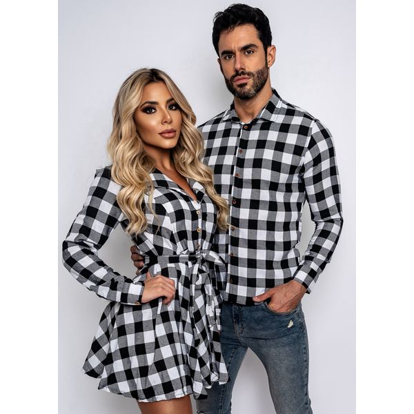Kit Camisa e Chemisier Xadrez Preto e Branco - Verace Comfort Wear