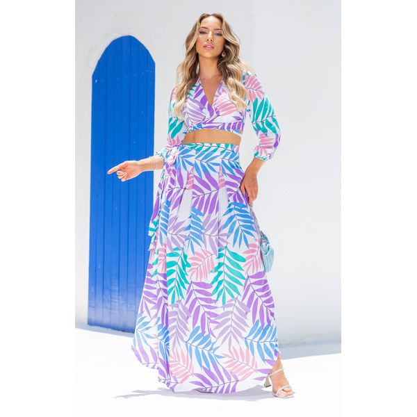 Conjunto Cropped e Saia Maldivas Estampado - Verace Comfort Wear