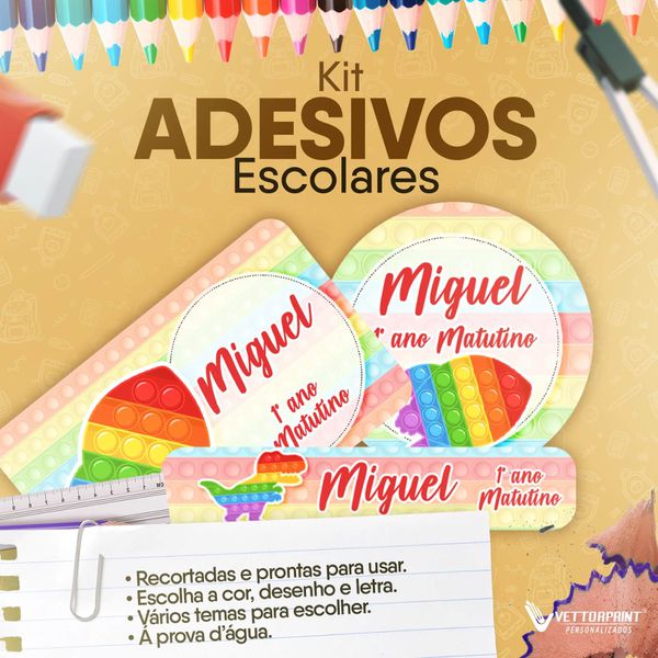 Kit Adesivos Escolares 100% Personalizado