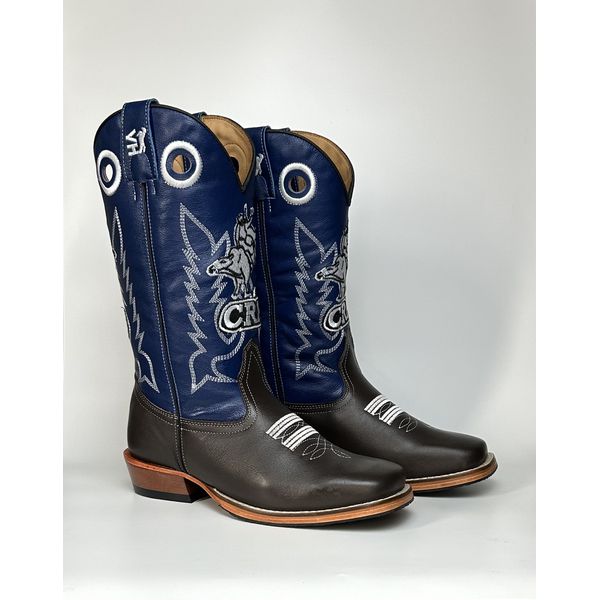Bota Texana Masculina CRP Country em Couro Legítimo Bico Quadrado Salto Carrapeta
