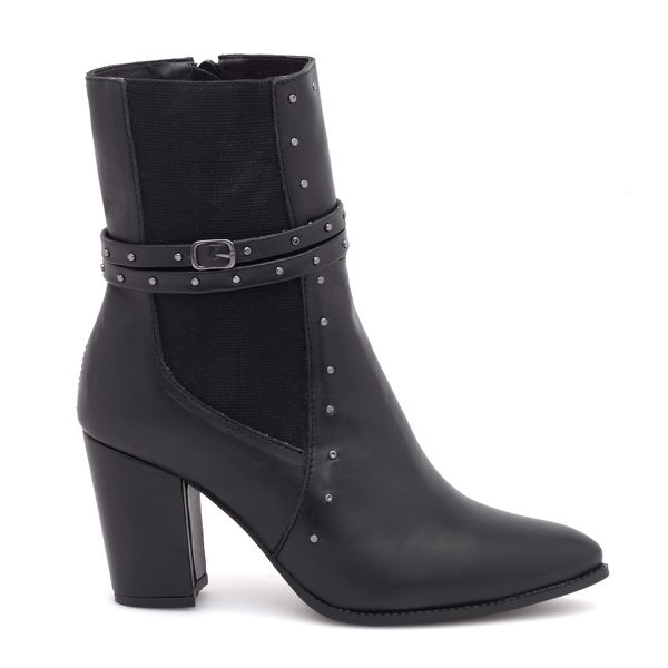 Bota Couro Granette Preto - VIA MISS | Calçados Femininos