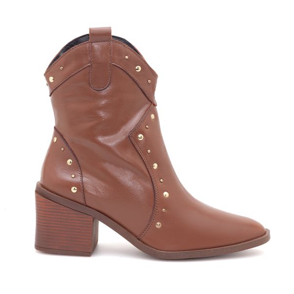 Bota Couro Rizzo Whisky - VIA MISS | Calçados Femininos