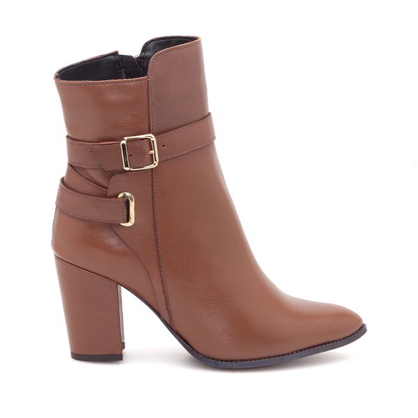 Bota Couro Akemi Whisky - VIA MISS | Calçados Femininos
