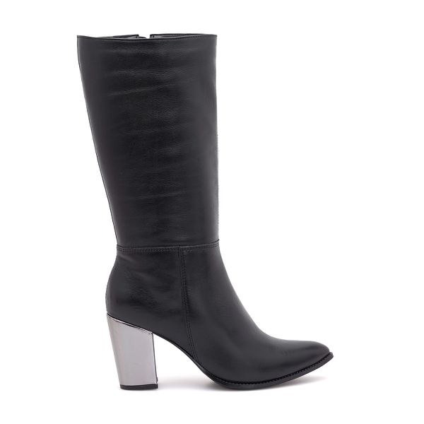 Bota Couro Lamounier Preto - VIA MISS | Calçados Femininos